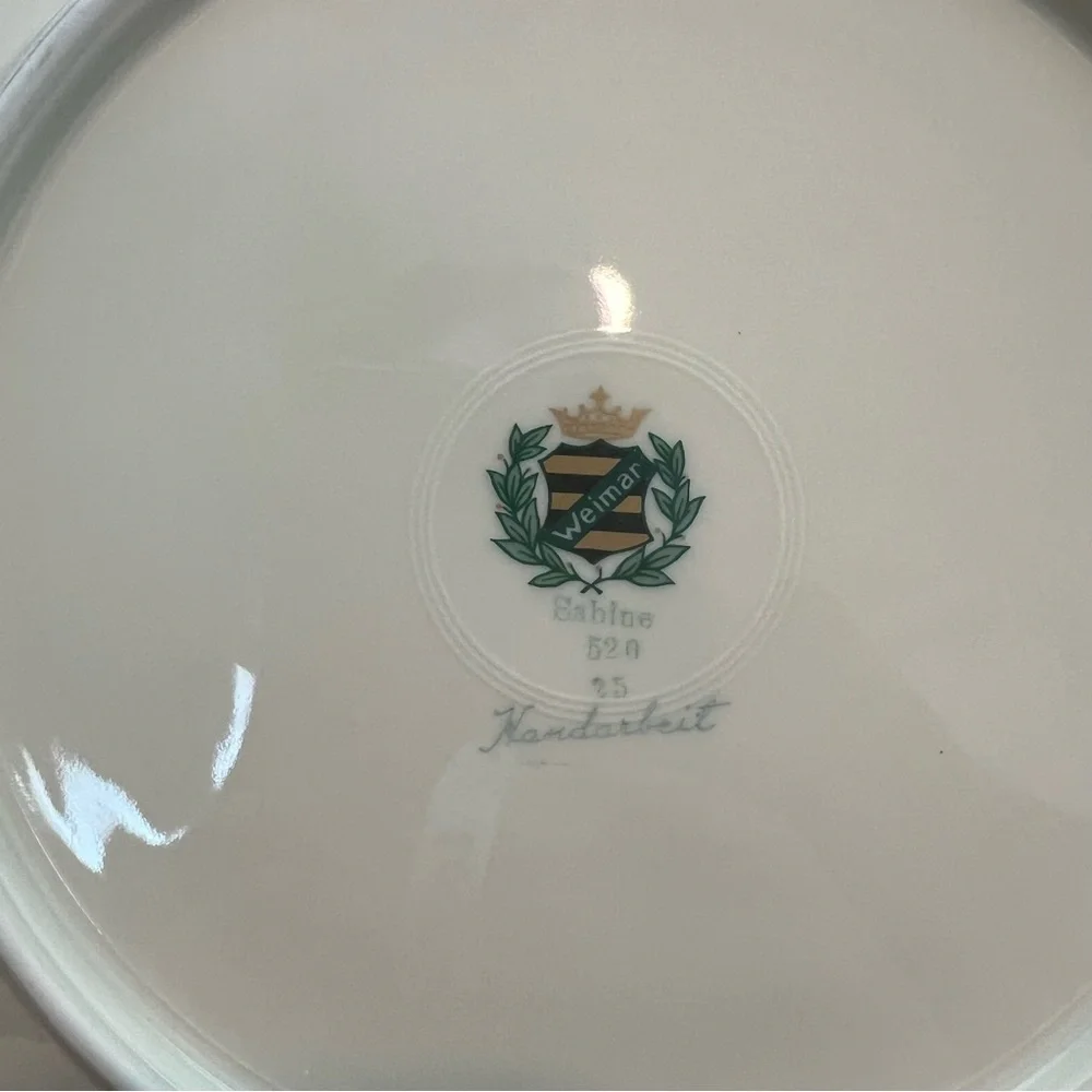 Vintage Weimar Sabine Floral Porcelain Serving Bowl Plate Gold Trim Handmade
